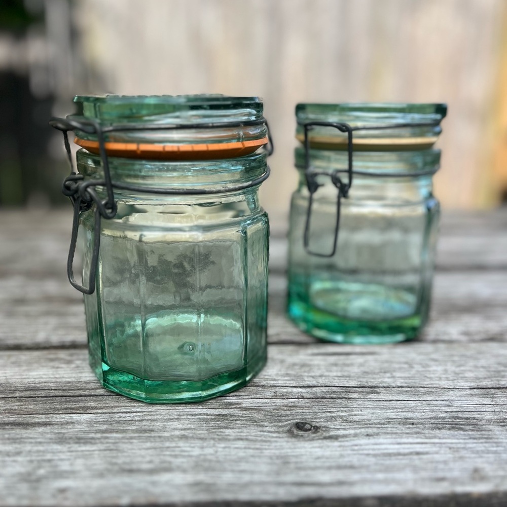 Vintage set Albi glass handblown canister jars
